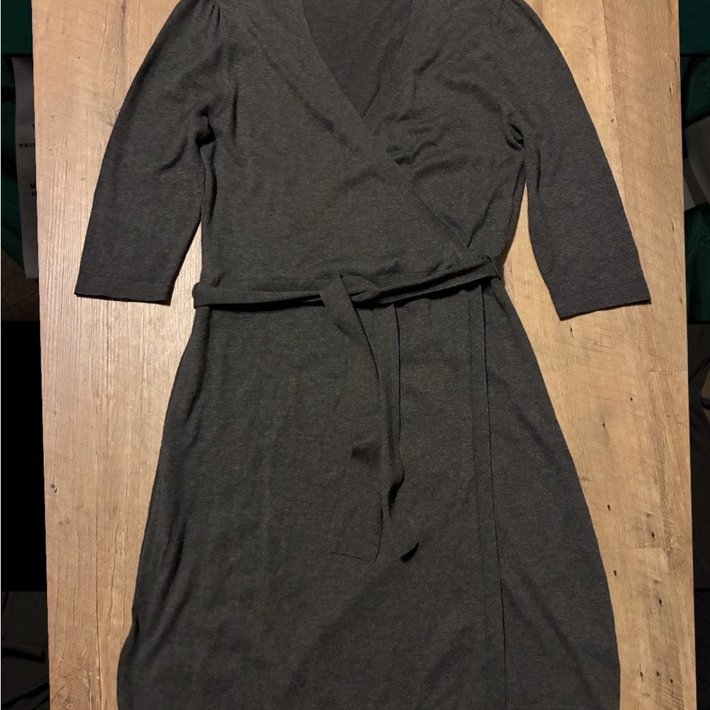 Banana Republic Charcoal Faux Wrap Midi Dress